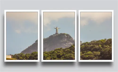 3 Quadros Decorativos Rio De Janeiro Cristo Redentor Moldura