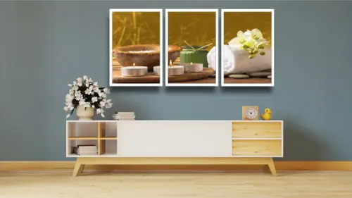 3 Quadros Decorativos Salão Spá Estética Massagem Molduras