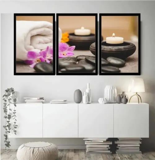 3 Quadros Decorativos Salão Spá Estética Massagem Molduras