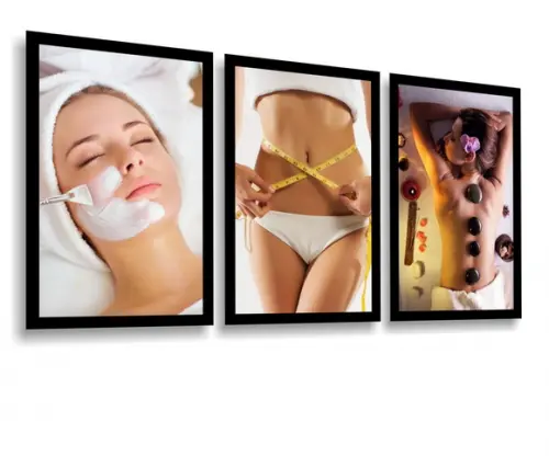 3 Quadros Decorativos Spá Estúdio Nutrição Massagem Molduras