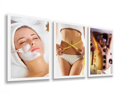 3 Quadros Decorativos Spá Estúdio Nutrição Massagem Moldura