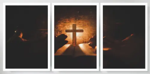 3 Quadros Jesus Cristo Religioso Decoração Conjunto Moldura