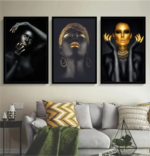 3 Quadros Mulheres As Africanas Maquiagem Decoração Molduras