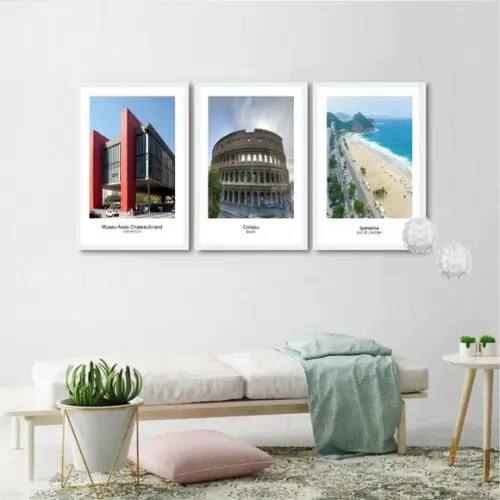 3 Quadros Rio De Janeiro São Paulo Roma Decoração Moldura