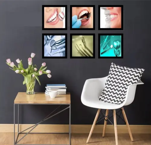 6 Quadros Decorativos Consultório Dentistas Odonto Moldura