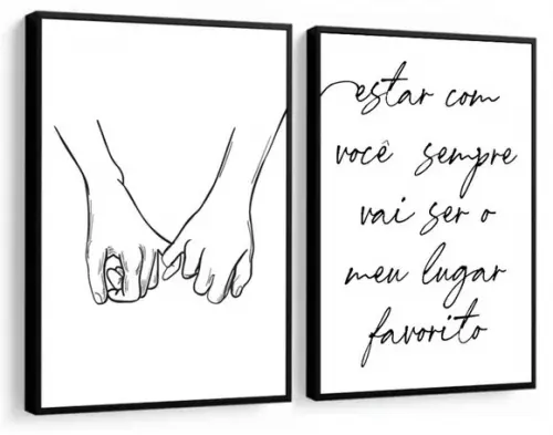 Kit 2 Quadros Amor Casal Frases Casamento Decoração Molduras