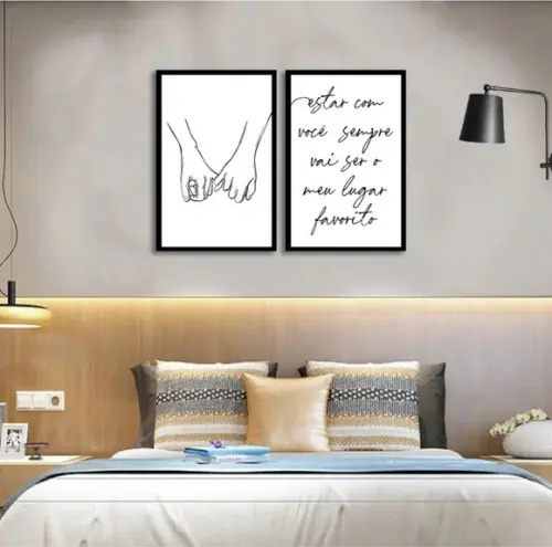 Kit 2 Quadros Amor Casal Frases Casamento Decoração Molduras