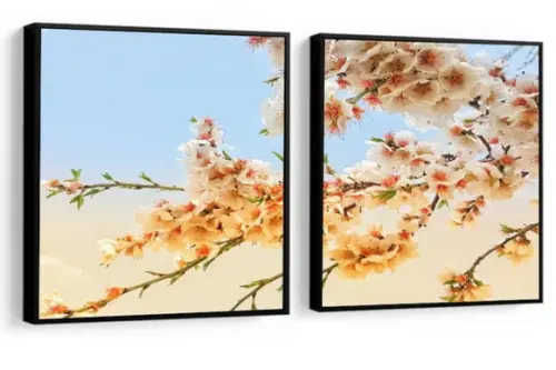 Kit 2 Quadros Arvore Cerejeira Decoração Natureza Molduras