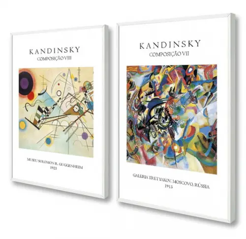 Kit 2 Quadros Decorativos Abstrato Artista Kandinsky Moldura