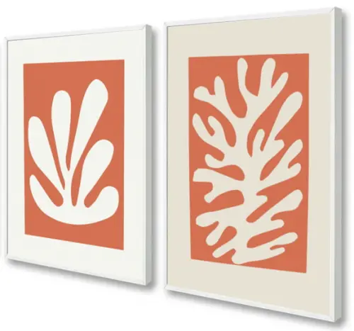 Kit 2 Quadros Decorativos Abstrato Matisse para Sala Moldura