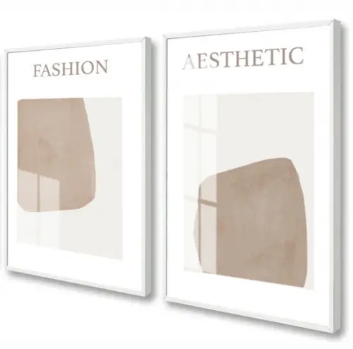 Kit 2 Quadros Decorativos Abstrato Moderno Com Moldura Vidro