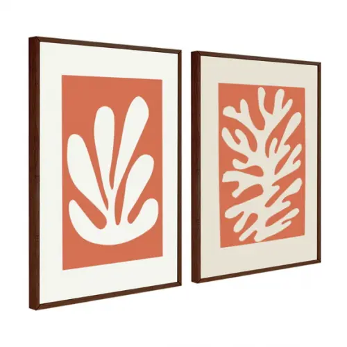 Kit 2 Quadros Decorativos Abstrato Moderno Para Sala Moldura