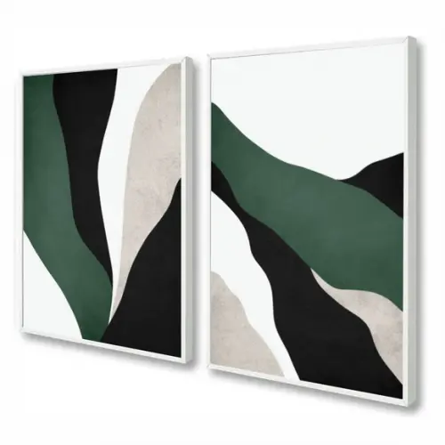Kit 2 Quadros Decorativos Abstrato Moderno Para Sala Moldura