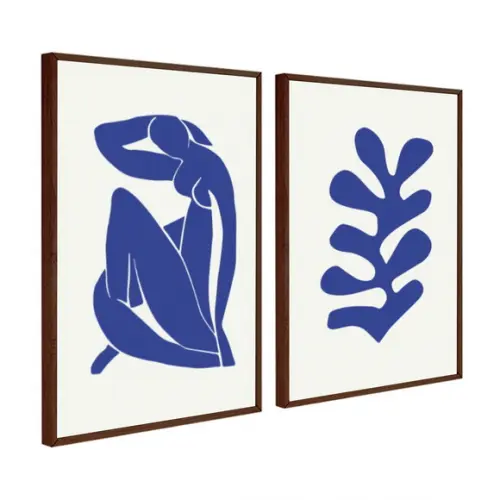 Kit 2 Quadros Decorativos Abstratos Modernos Matisse Moldura
