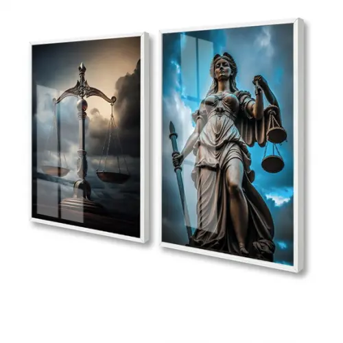 Kit 2 Quadros Decorativos Advogado Escritório Moldura Vidro
