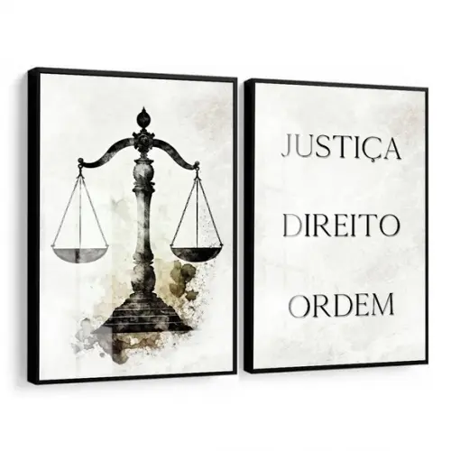 Kit 2 Quadros Decorativos Advogado Frases Moldura e Vidro
