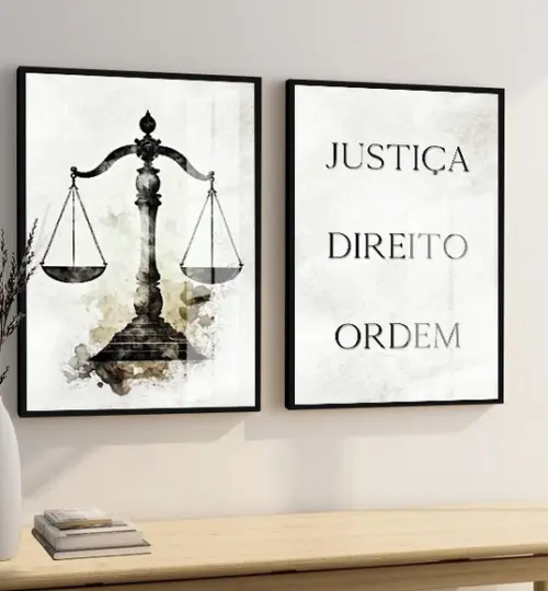 Kit 2 Quadros Decorativos Advogado Frases Moldura e Vidro