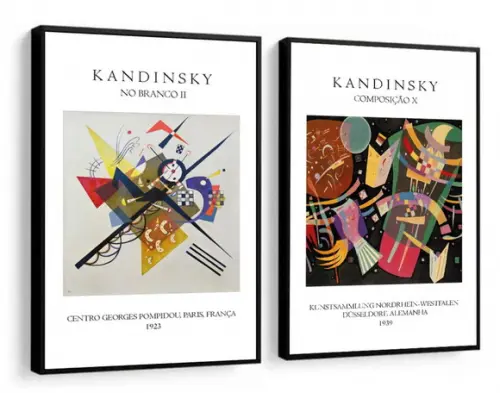 Kit 2 Quadros Decorativos Artista Abstrato Kandinsky Moldura