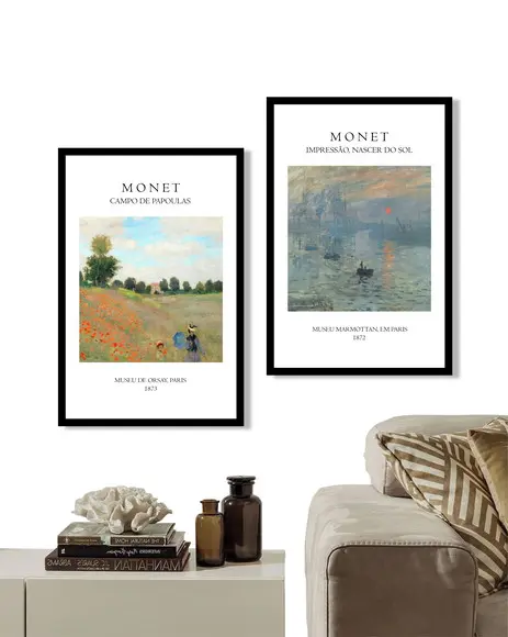 Kit 2 Quadros Decorativos Artista Edouard Manet Com Moldura