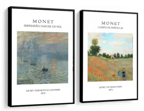 Kit 2 Quadros Decorativos Artista Edouard Manet Com Moldura