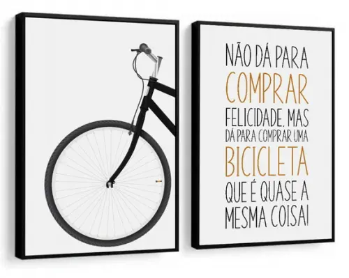 Kit 2 Quadros Decorativos Bicicleta Frases Para Quarto Sala