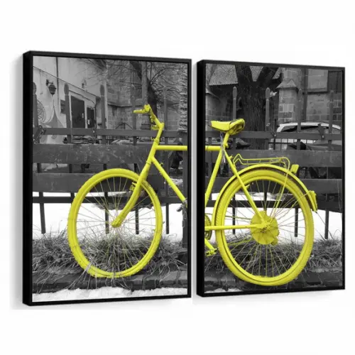 Kit 2 Quadros Decorativos Bicicleta Para Quarto Sala Moldura