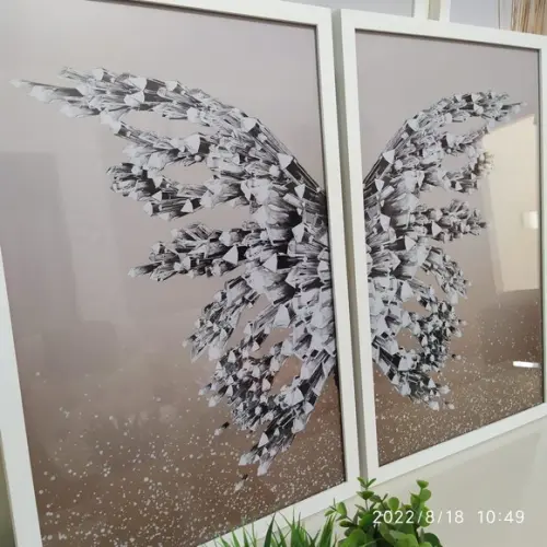 Kit 2 Quadros Decorativos Borboleta Para Sala Moldura Vidro
