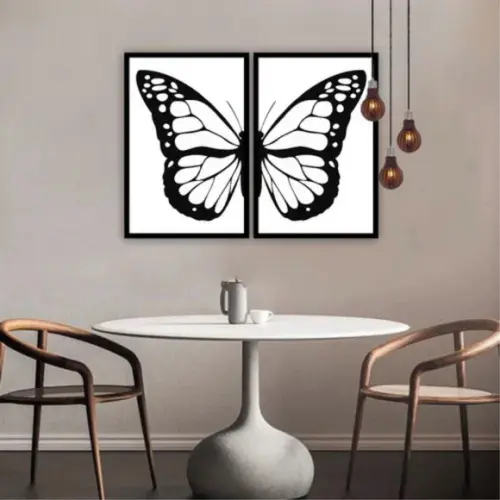 Kit 2 Quadros Decorativos Borboleta Para Sala Quarto Moldura