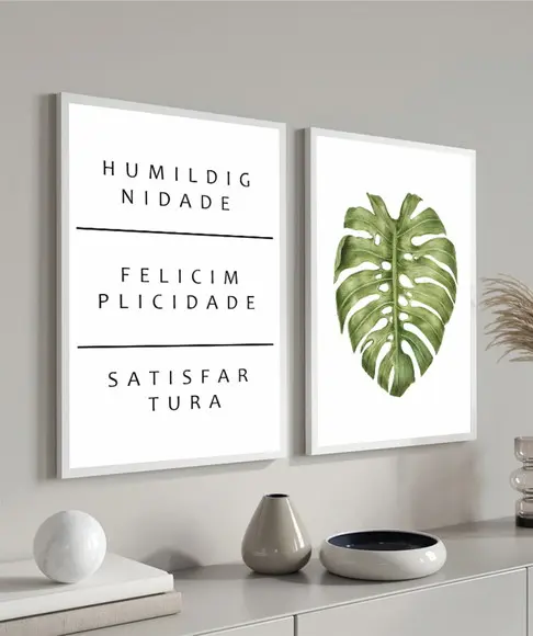 Kit 2 Quadros Decorativos Costela De Adão Frases Com Moldura