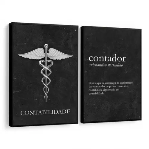 Kit 2 Quadros Decorativos Escritório Contabilidade Moldura