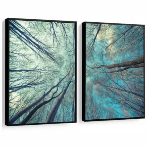 Kit 2 Quadros Decorativos Floresta Galhos Para Sala Moldura
