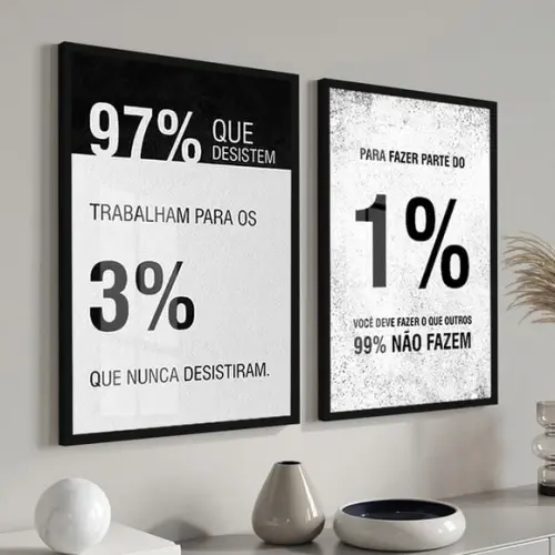 Kit 2 Quadros Decorativos Frases Escritório Motivação Vidro
