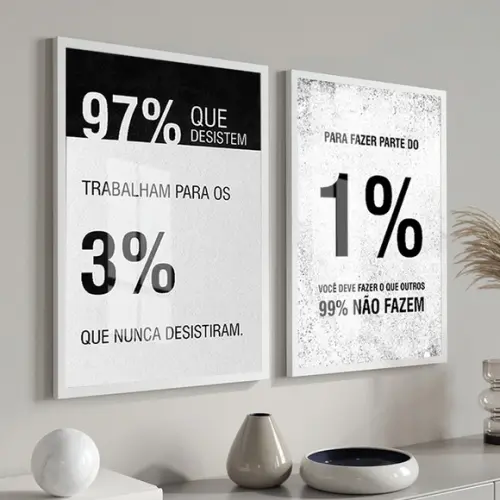Kit 2 Quadros Decorativos Frases Escritório Motivação Vidro