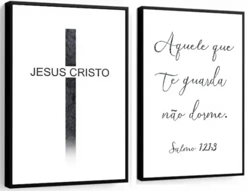Kit 2 Quadros Decorativos Jesus Cristo Oração Sala Quarto