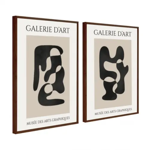 Kit 2 Quadros Decorativos Matisse Abstrato Frase Com Moldura