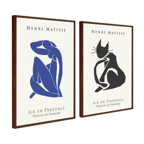 Kit 2 Quadros Decorativos Matisse Moderno Arte Com Moldura