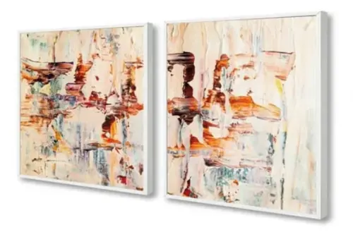 Kit 2 Quadros Decorativos Moderno Abstrato Para Sala Moldura