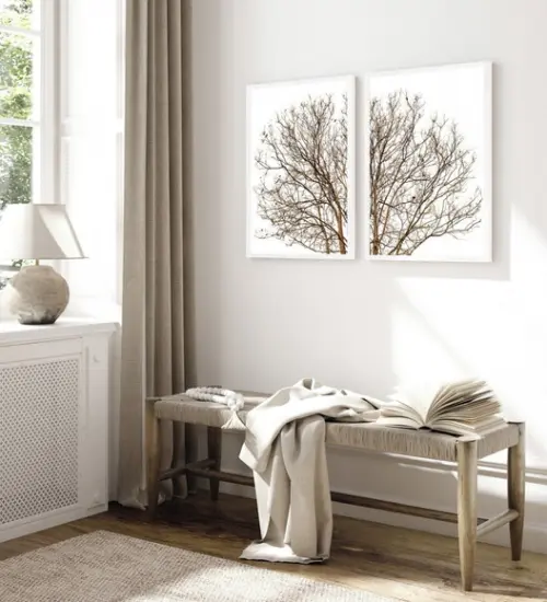 Kit 2 Quadros Decorativos Modernos Galhos Secos Moldura