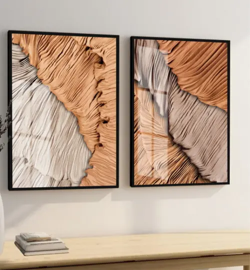 Kit 2 Quadros Decorativos Modernos para Sala Moldura e Vidro