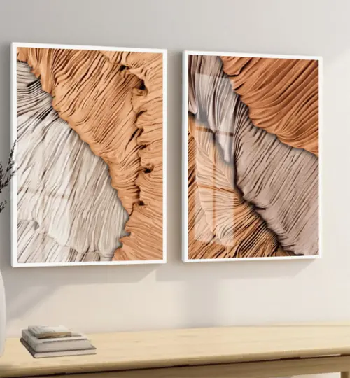 Kit 2 Quadros Decorativos Modernos para Sala Moldura e Vidro