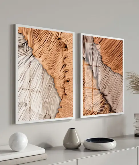 Kit 2 Quadros Decorativos Modernos para Sala Moldura e Vidro