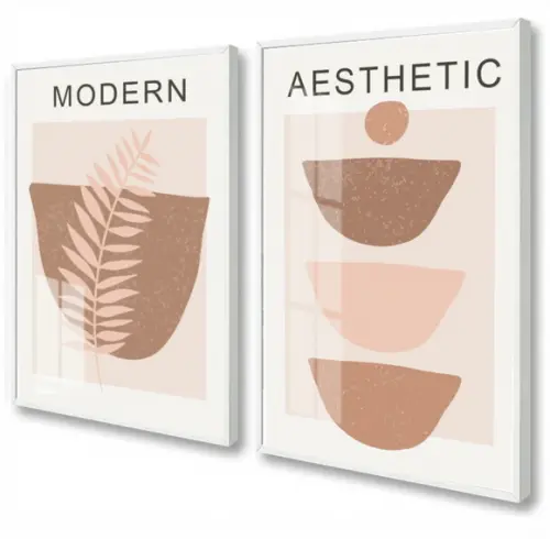 Kit 2 Quadros Decorativos Modernos Para Sala Moldura e Vidro