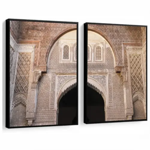 Kit 2 Quadros Decorativos Modernos Porta Marroquina Moldura