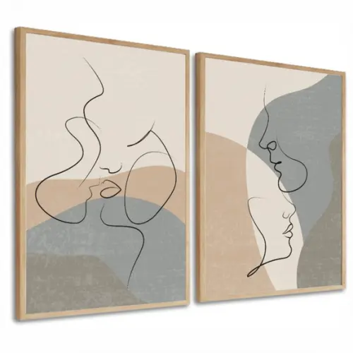 Kit 2 Quadros Decorativos Para Quarto De Casal Com Moldura
