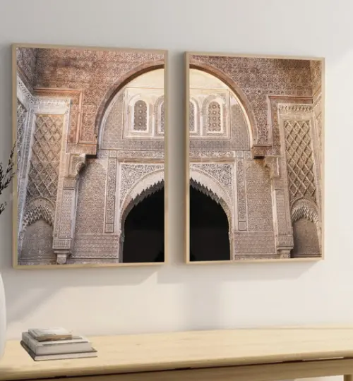 Kit 2 Quadros Decorativos para Sala Porta Marroquina Moldura