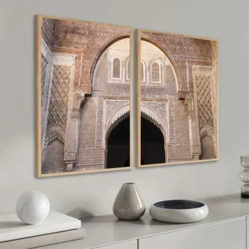 Kit 2 Quadros Decorativos para Sala Porta Marroquina Moldura