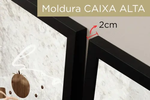 Kit 2 Quadros Decorativos Para Cozinha Com Moldura e Vidro
