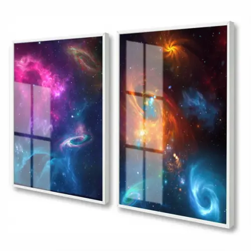 Kit 2 Quadros Decorativos Planetas Universo Moldura e Vidro