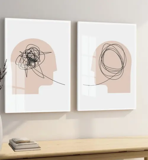 Kit 2 Quadros Decorativos Psicologia Consultório com Vidro
