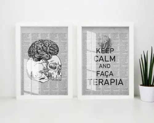 Kit 2 Quadros Decorativos Psicologia Terapia Moldura e Vidro